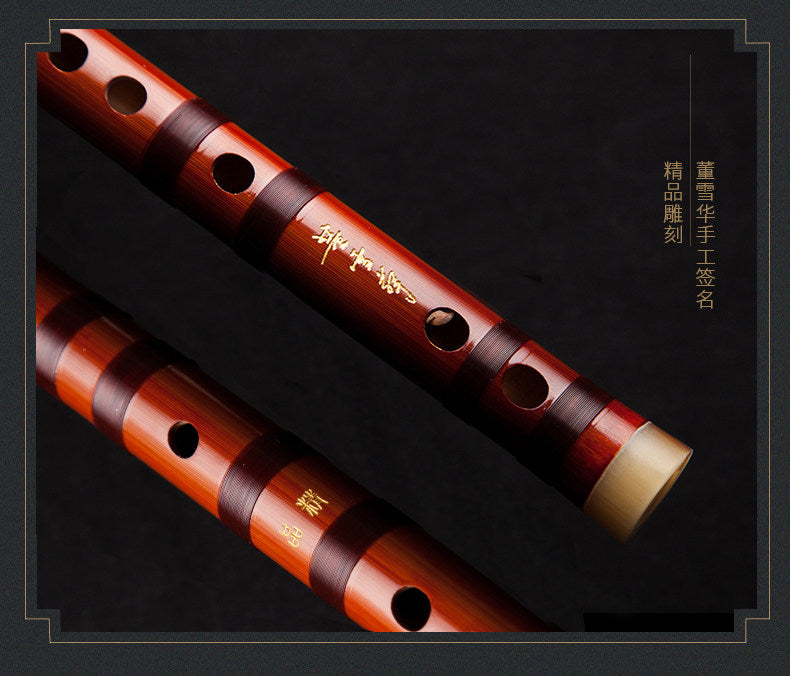 LANDTOM Selected Professional Bamboo Dizi Bitter Bamboo Chinese Transverse Flute C D E F Key Made & Signed by Dong Xuehua