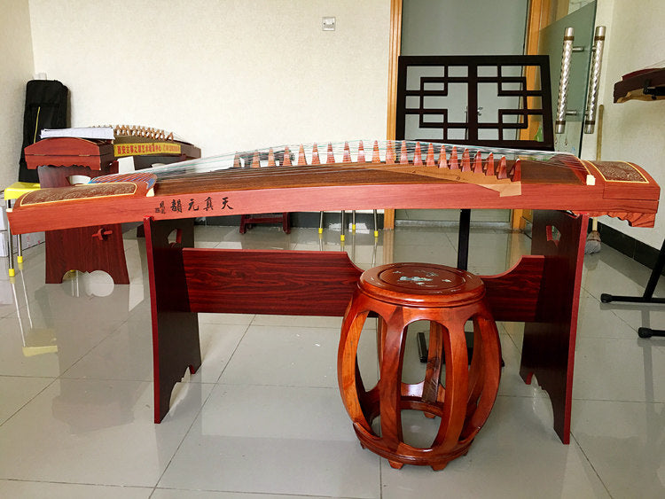 Dunhuang Guzheng 694T-R Rive Gauche Bloom 敦煌牌左岸花开 Redwood Professional Performance Grade 21-String Chinese Zither Traditional Instrument for Advanced Players