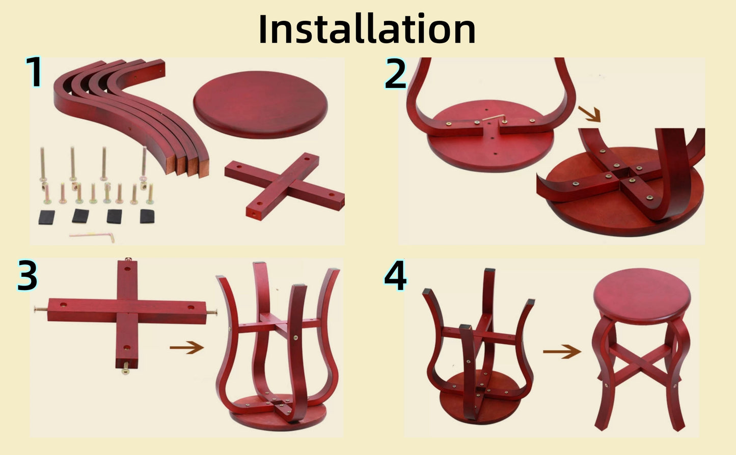 LANDTOM Sturdy Stool Guzheng Stool Solid Wood Guzheng Round Stool Single Piano Stool Antique Mahogany Stool Chinese Style Stool Stool Removable Instrument Stool