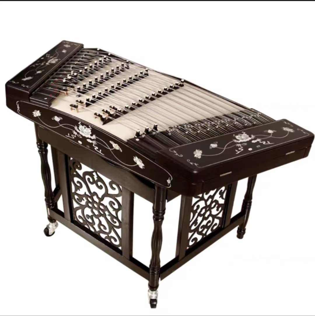 LANGTOM chicken wing wooden shell carving fairy lotus panda 402 dulcimer, professional musical instrument playing Yangqin (Chicken wing wood Lotus)