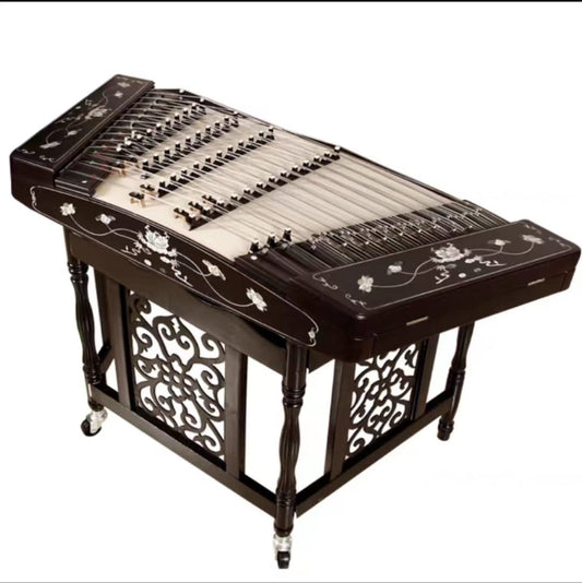 LANGTOM chicken wing wooden shell carving fairy lotus panda 402 dulcimer, professional musical instrument playing Yangqin (Chicken wing wood Lotus)