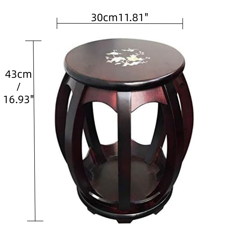 LANDTOM Professional Round Stool of Solid Wood for Guzheng Guzheng Red Sandal wood Round stool (RED)