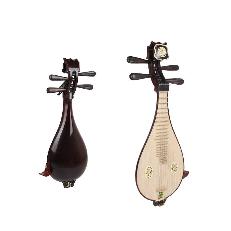 Dunhuang敦煌 652 Professional Liuqin with Fine Tuners, Paulownia Soundboard, Dalbergia Rosewood Body & African Blackwood Tuning Pegs, 4-String Chinese Mandolin for Performance & Examinations