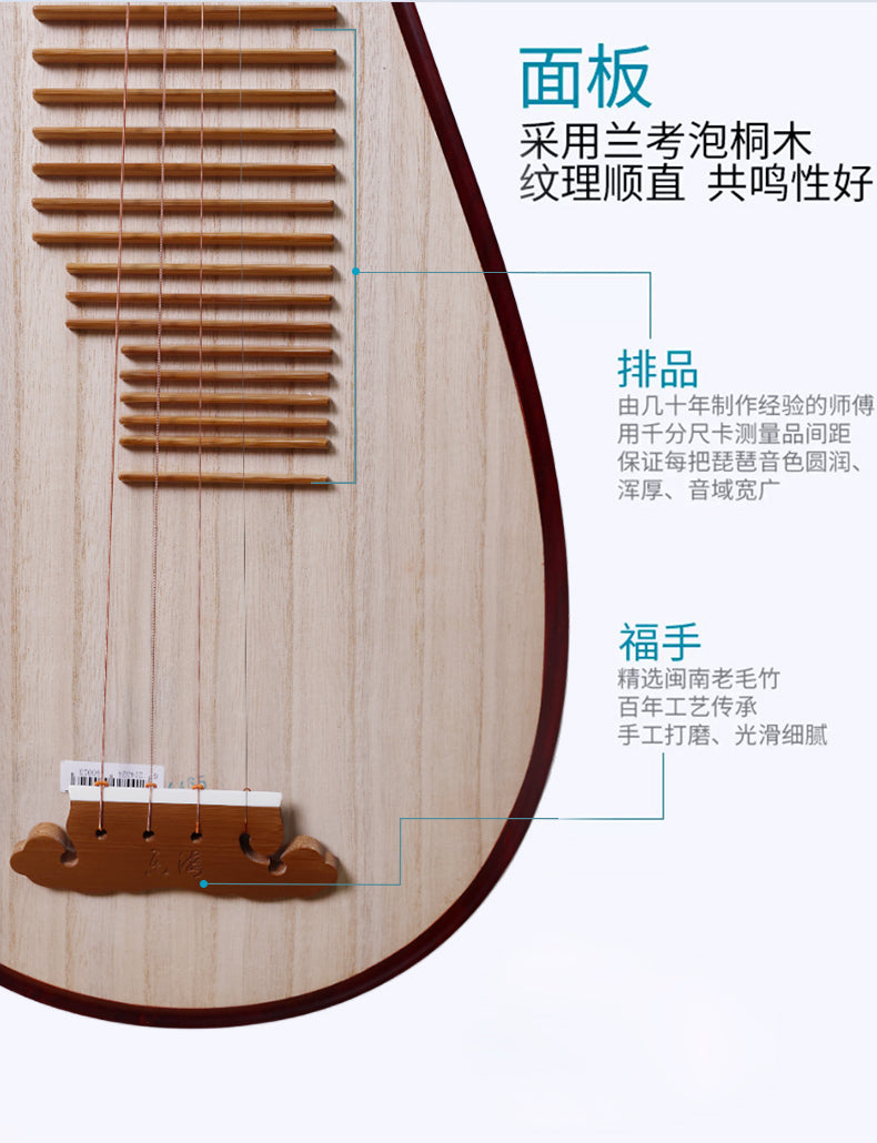 LANDTOM Yuehai Middle Size Child's African Rosewood Pipa 912S For Children Beginners, Kid Amateurs