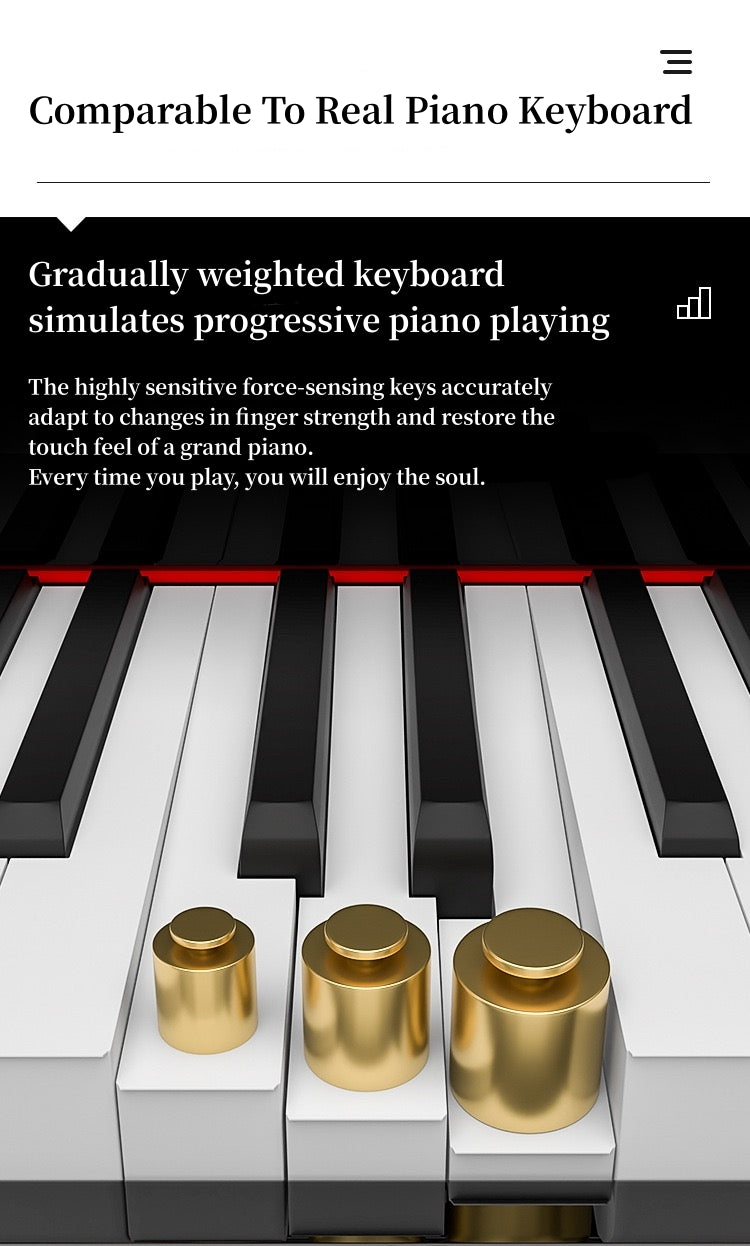 LANDTOM DD8819 88-Key Drawer Digital Keyboard Piano with Stool, Wooden Electric Hammer Weighted Full Size Keyboard Piano With 3-Pedal, MIDI Connection, Multi-Functional Keyboard and Stand