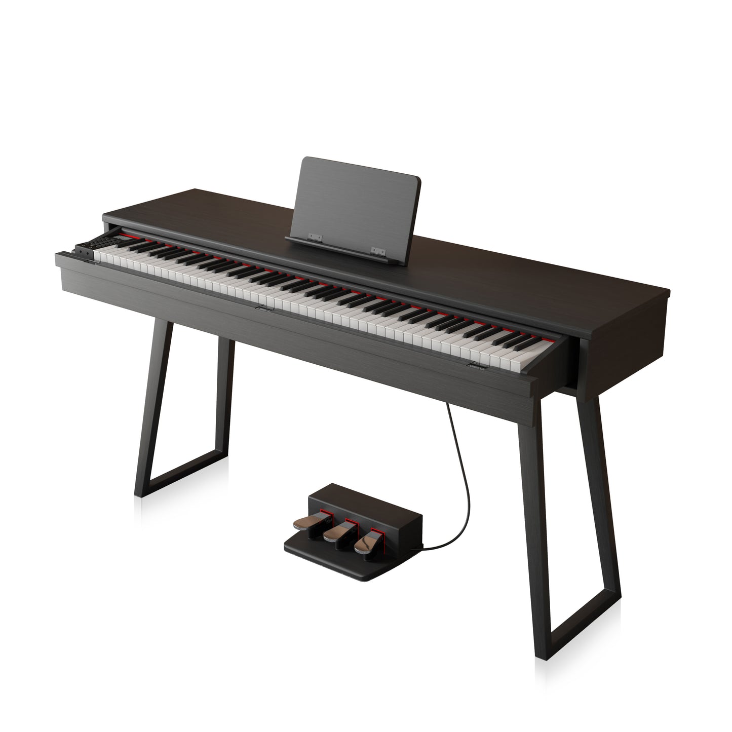 LANDTOM DD8819 88-Key Drawer Digital Keyboard Piano with Stool, Wooden Electric Hammer Weighted Full Size Keyboard Piano With 3-Pedal, MIDI Connection, Multi-Functional Keyboard and Stand