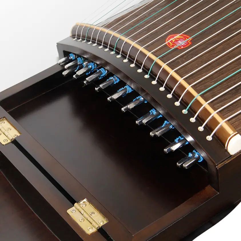 LANDTOM High Level Dragon and Phoenix Solid Ebony with Inlay silver silk Guzheng (163cm) for professional performance(N0.8803)