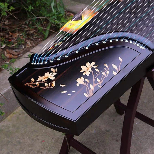 LANDTOM Professional Ebony Wood Guzheng(163cm) with Hand-Carved Craftwork For Adults/Children/Senior/Intermediate/Beginner (Ebony-yulan)…