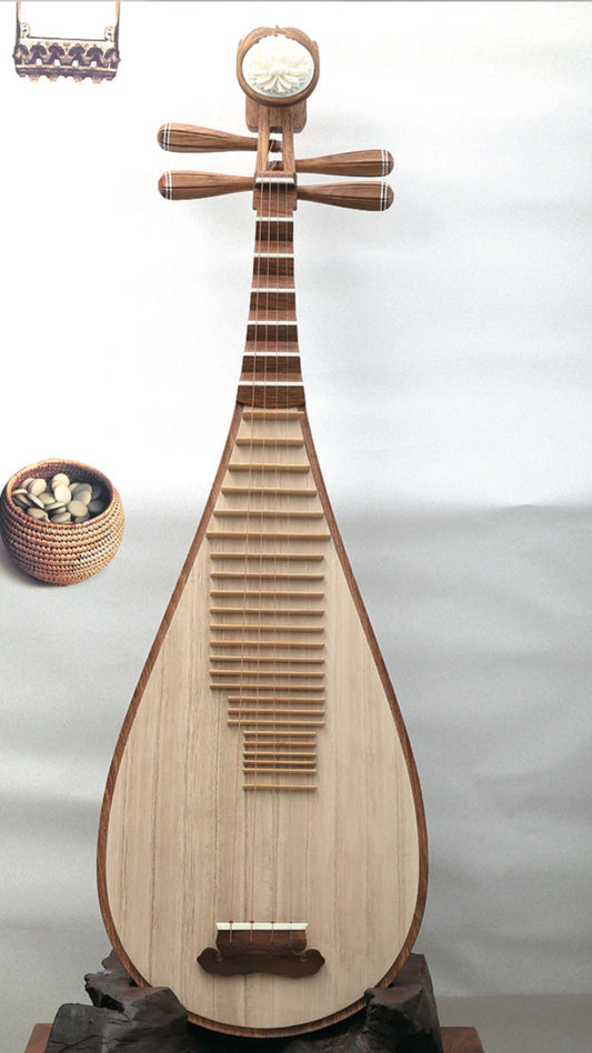 LANDTOM Concert and Colletion Level Rosewood-Dalbergiaoliveri Pipa for Musicians Chinese Pipa/Chinese Stringed Lute Made by Famous Pipa Master Tian JIanzhuang