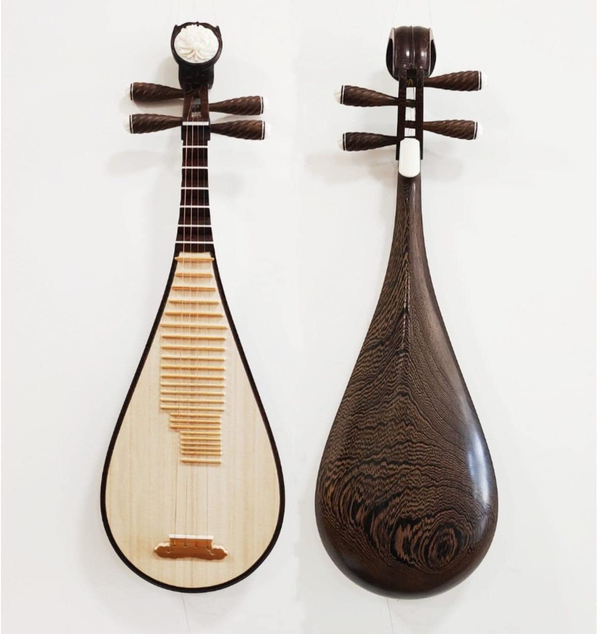 LANDTOM Newest style chicken wing/Jichi wood Chinese Lute Traditional National Stringed Instrument Pipa with bone cravings in the nect and Ebony pegs for Adults, Beginners, intermedites, musicians