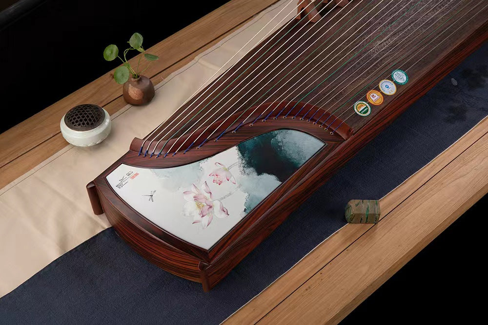 LANDTOM High level Dalbergia cochinchinensis(酸枝木)Wood Guzheng(163cm) with Hand-Carved Craftwork For Adults/Children/Senior/Intermediate/Beginner (A)