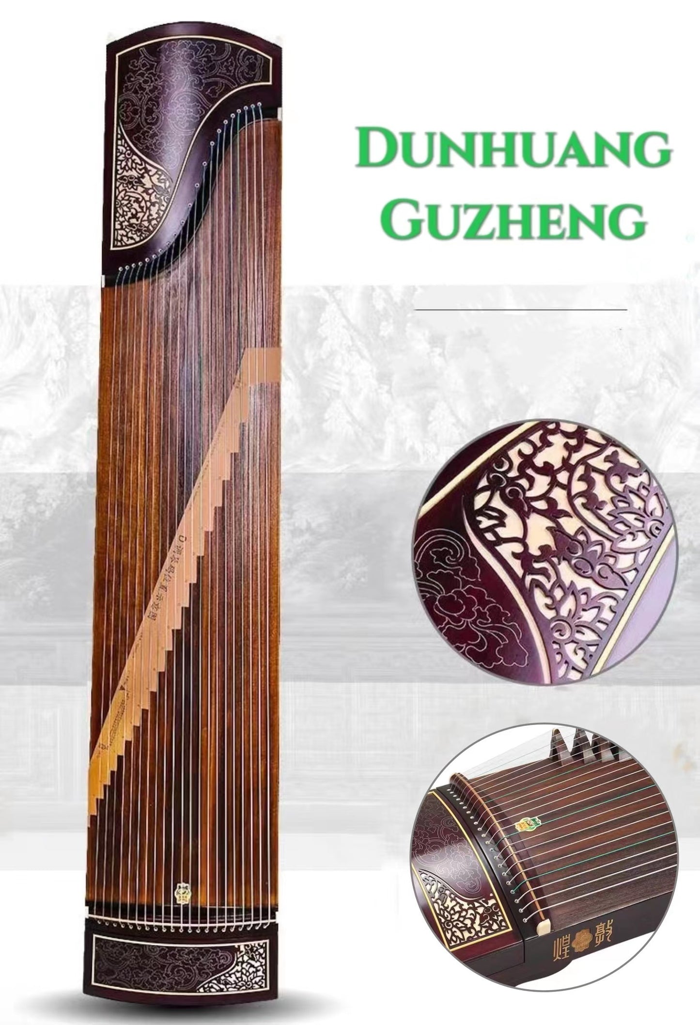 LANDTOM authentic Dunhuang 698JM Concert/Collection Level  Dalbergia broadleaf(阔叶黄檀)163cm Guzheng (A)