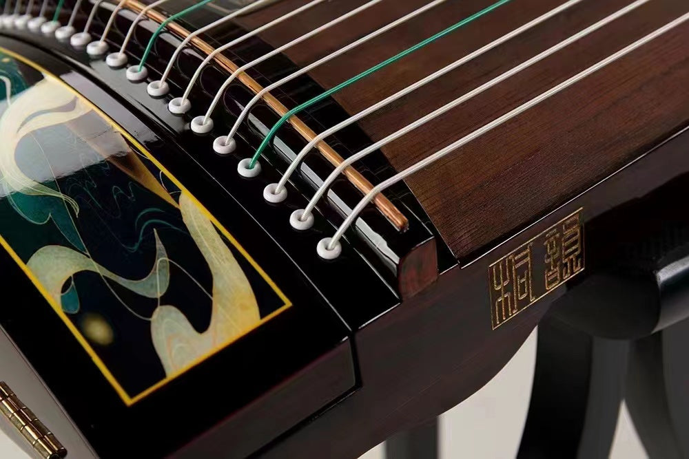 LANDTOM High level Dalbergia cochinchinensis(酸枝木)Wood (实木)Travel Guzheng(135cm) with silk painting For Adults/Children/Senior/Intermediate/Beginner (A)