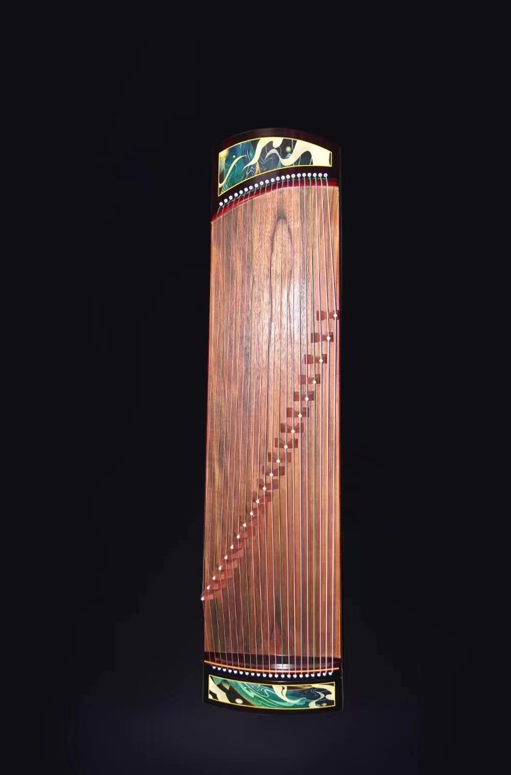 LANDTOM High level Dalbergia cochinchinensis(酸枝木)Wood (实木)Travel Guzheng(135cm) with silk painting For Adults/Children/Senior/Intermediate/Beginner (A)