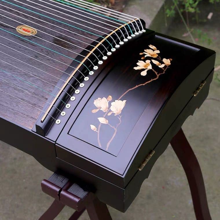 LANDTOM Professional Ebony Wood Guzheng(163cm) with Hand-Carved Craftwork For Adults/Children/Senior/Intermediate/Beginner (Ebony-yulan)…