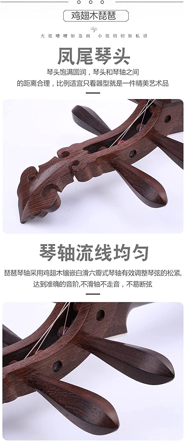 LANDTOM Professional Chicken-Wing Wood Chinese Lute Traditional National Stringed Instrument Pipa for Adults…