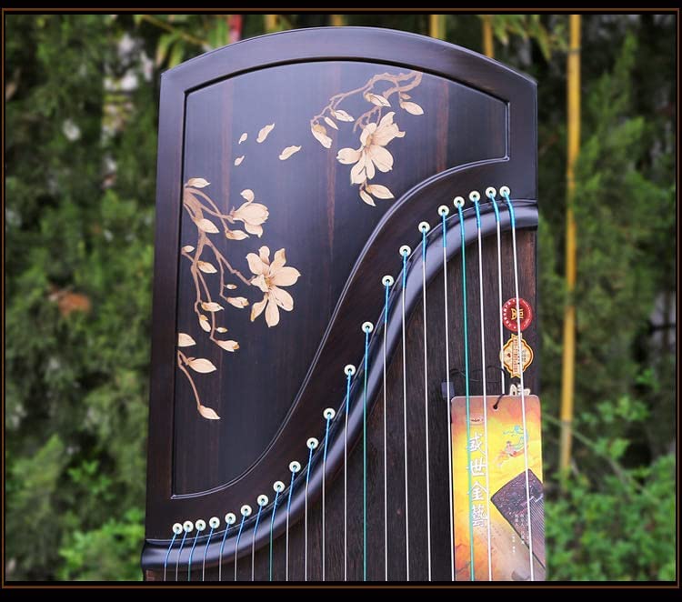 LANDTOM Professional Ebony Wood Guzheng(163cm) with Hand-Carved Craftwork For Adults/Children/Senior/Intermediate/Beginner (Ebony-yulan)…