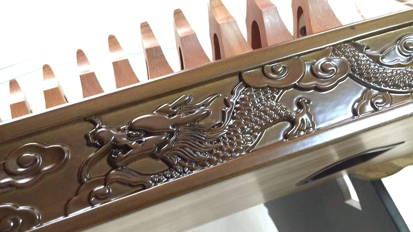 Landtom® Professional Nanmu Wood 纯实木 Guzheng(163cm) with Hand-Carved Craftwork For Adults/Children/Senior/Intermediate/Beginner (Roaring Dragon)…