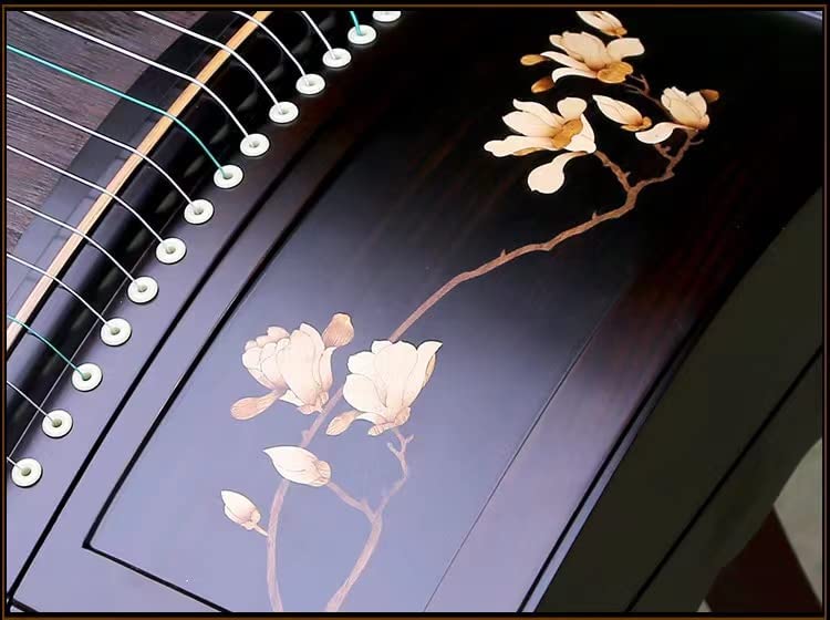 LANDTOM Professional Ebony Wood Guzheng(163cm) with Hand-Carved Craftwork For Adults/Children/Senior/Intermediate/Beginner (Ebony-yulan)…