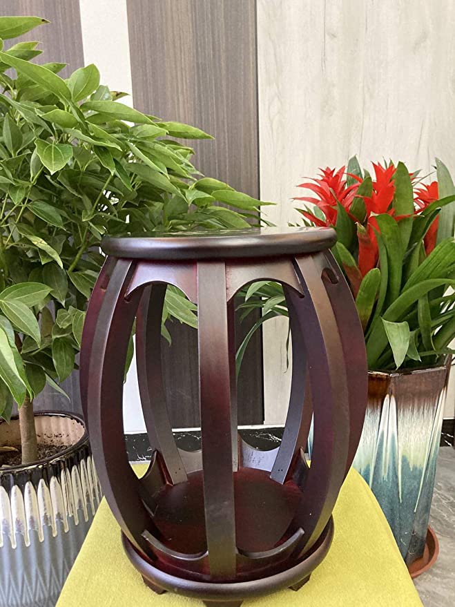 LANDTOM Professional Round Stool of Solid Wood for Guzheng Guzheng Red Sandal wood Round stool (RED)