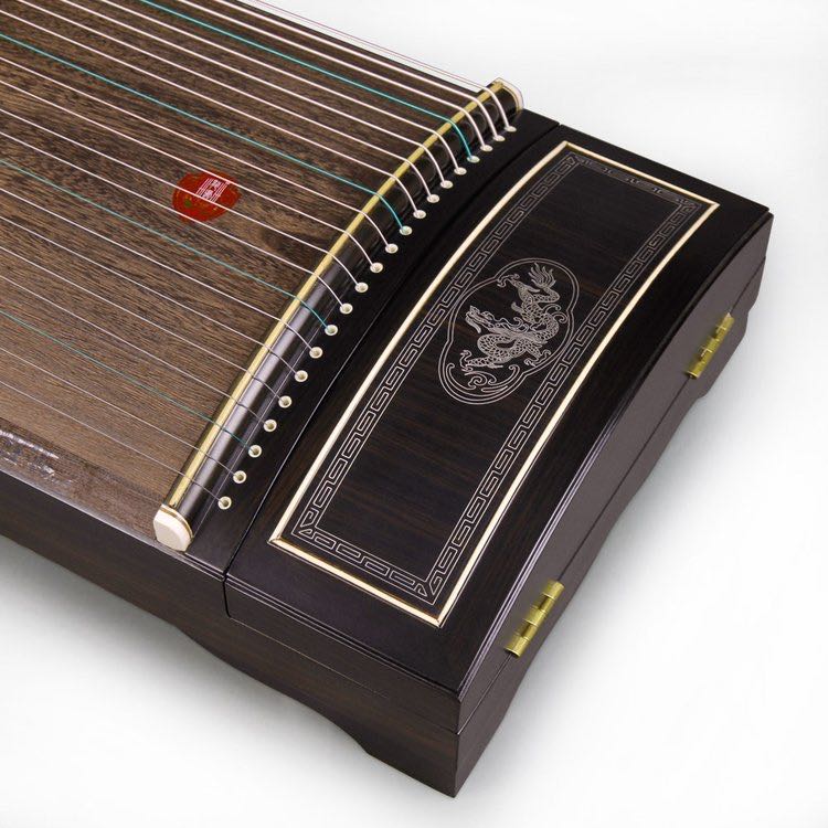 LANDTOM High Level Dragon and Phoenix Solid Ebony with Inlay silver silk Guzheng (163cm) for professional performance(N0.8803)