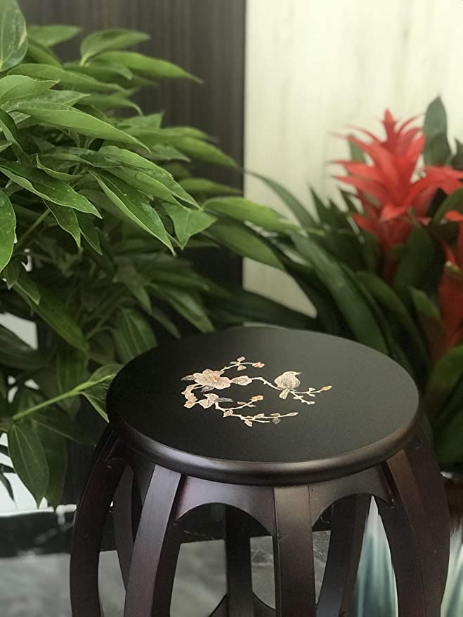 LANDTOM Professional Round Stool of Solid Wood for Guzheng Guzheng Red Sandal wood Round stool (RED)