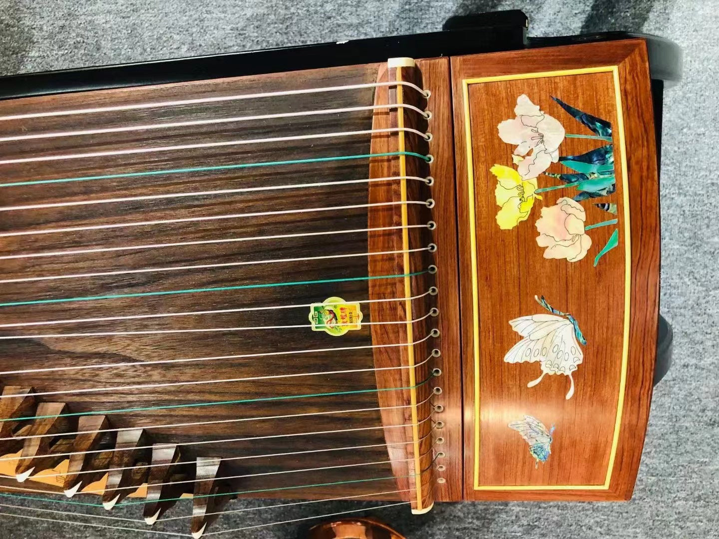 Dunhuang Professional Level Floral Butterflies High-grade Guibourtia Tessmannii Guzheng 694L-R 敦煌牌蝶戏花间 for Professional Performancers Graded Examinations