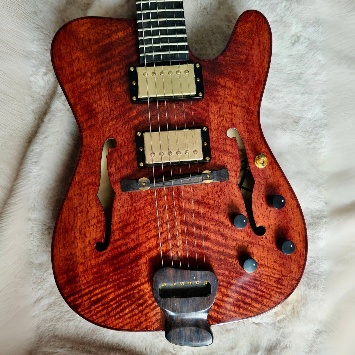 LANDTOM Fender Violinstyle Customizable Electric Guitar for Telecaster Type Carved Maple Spruce Top Jazz Hollow Body Archtop Guitar