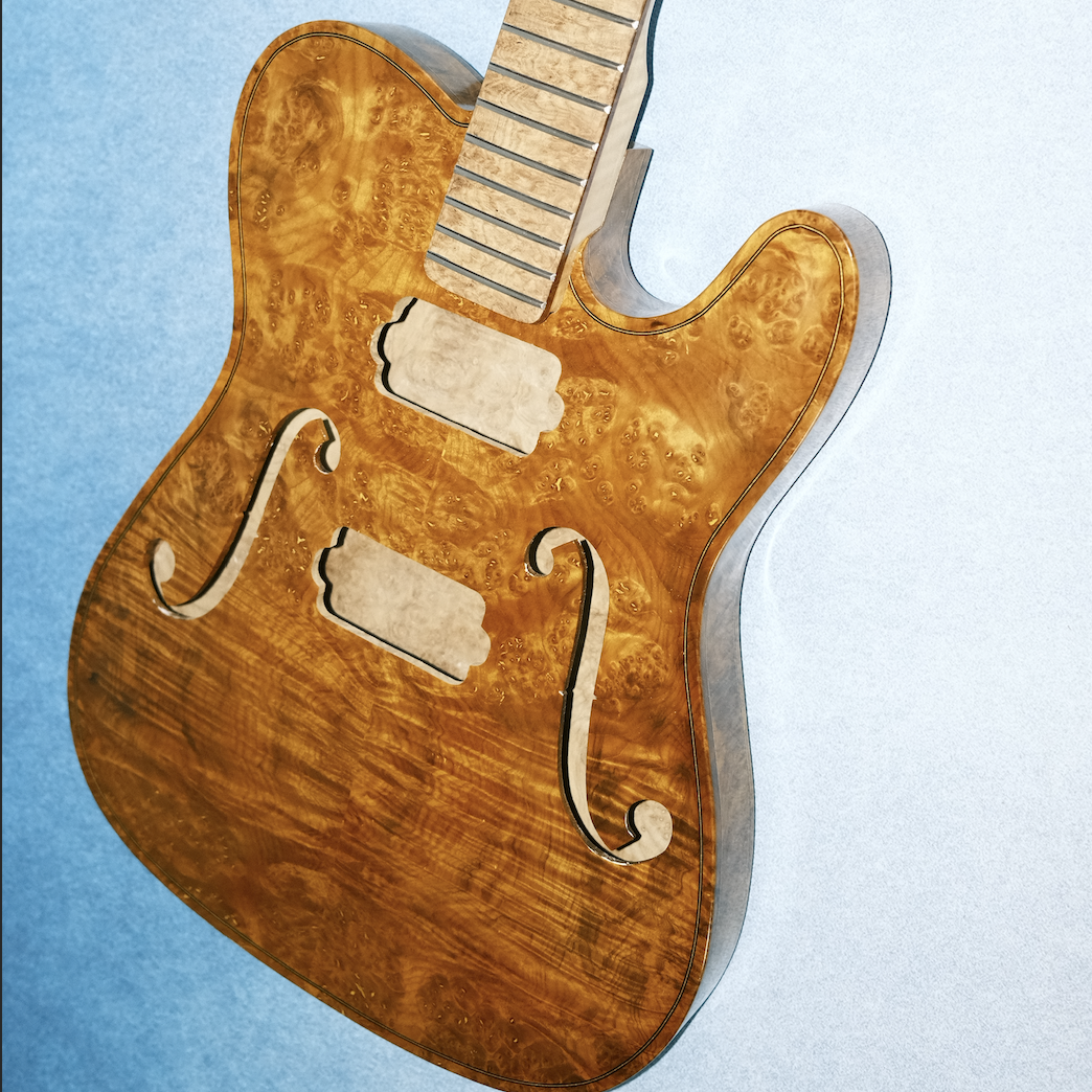 LANDTOM Burl Maple Spruce Violentelecaster Archtop Handcraft Semi Finished Electric Guitar Carved Hollow Body Jazz Yunzhi Custom