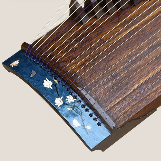 LANDTOM 100cm/39.4in Handcrafted Portable Small Guzheng Professional Performance & Examination Grade with Thick Hollow-Carved Paulownia Soundboard, Ebony Trim, Mini Guzheng Tidal Whisper