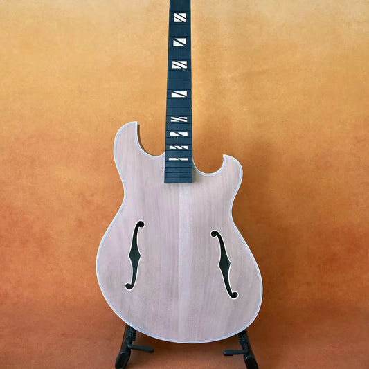 LANDTOM Customizable Semi-finished Electric Acoustic Jazz Guitar Hollow Body Solid Spruce Top Mahogany Body Ebony Fingerboard 6-String Luthier
