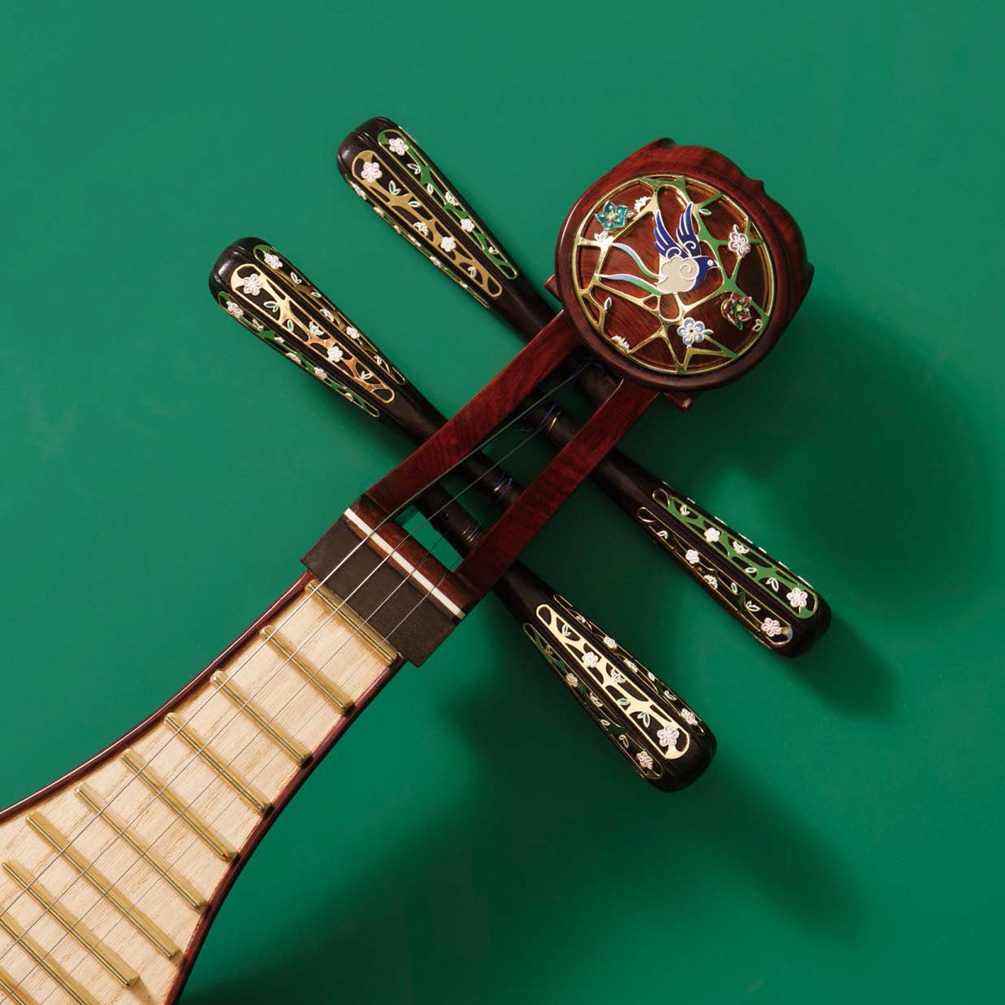 Dunhuang敦煌 LM24651Y "Wen Xi Sheng Sheng · Shi Ru Yi" Professional Liuqin Official Palace Museum Collaboration, Paulownia Soundboard, Selected Dalbergia Rosewood Body, Aged Rosewood Tuning Pegs with Fine Tuning Tailpiece, 4-String Chinese Mandolin