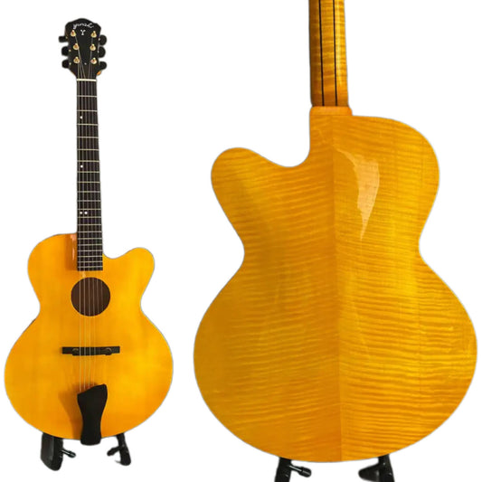LANDTOM Customizable Handmade 3A Solid Maple Jazz Guitar with Ebony Fingerboard Best Acoustic Product