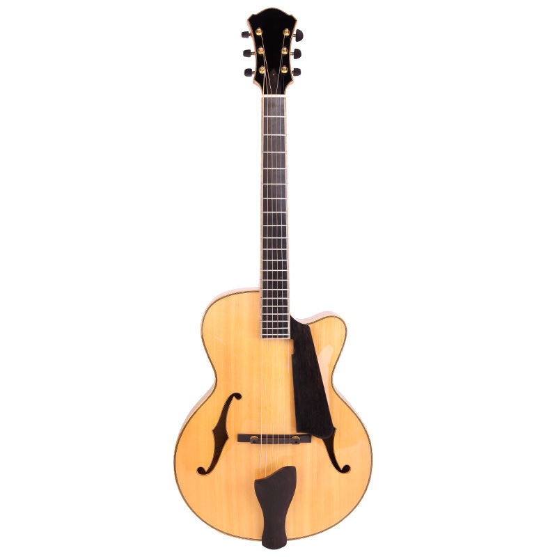 LANDTOM Customizable Handmade 15-Inch Maple Wood Jazz Guitar with Ebony Fingerboard Hollow Body Jazz Guitar