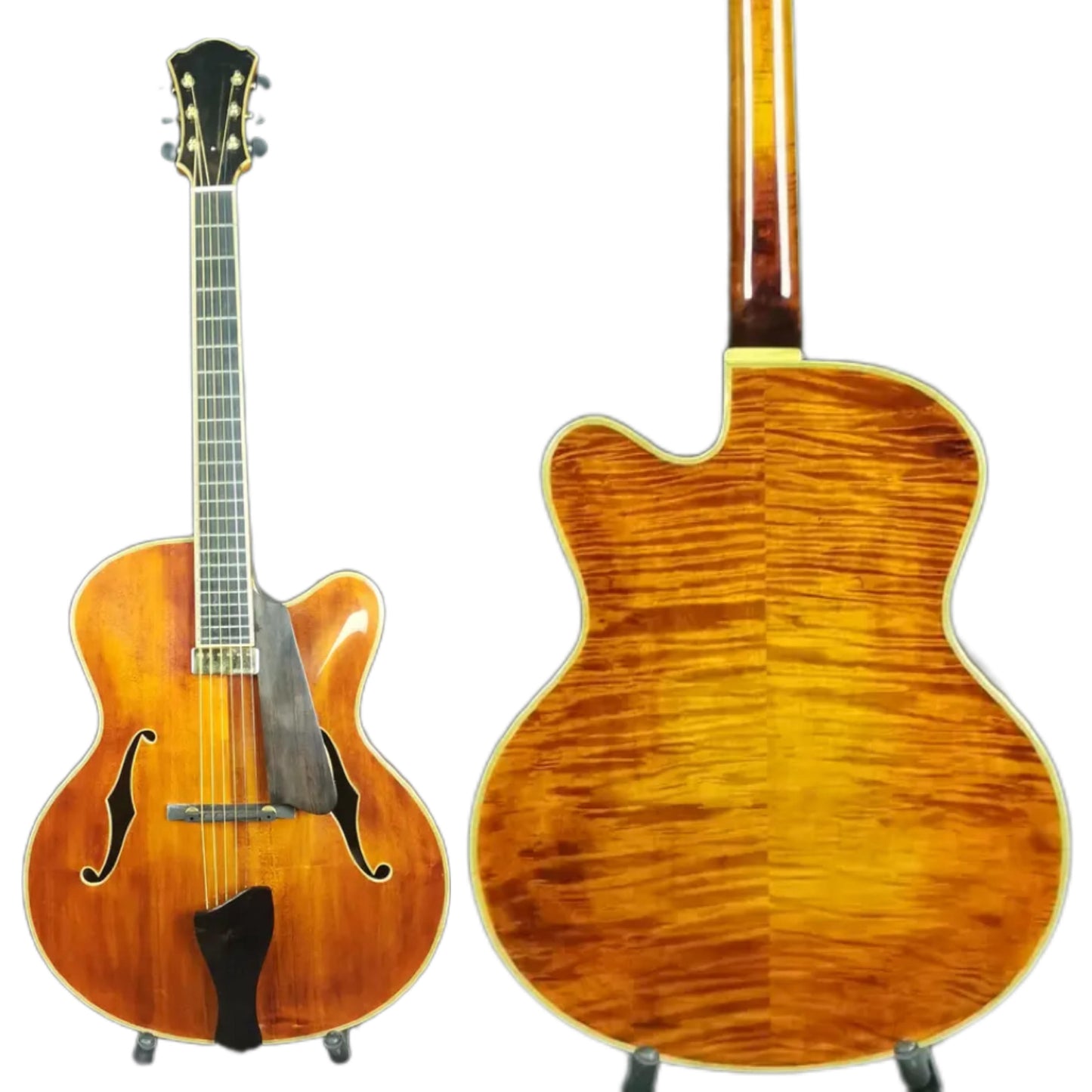 LANDTOM High Quality Custom Carved 16" Archtop Hollow Body Jazz Guitar Solid Maple with Ebony Fingerboard Handcrafted Model