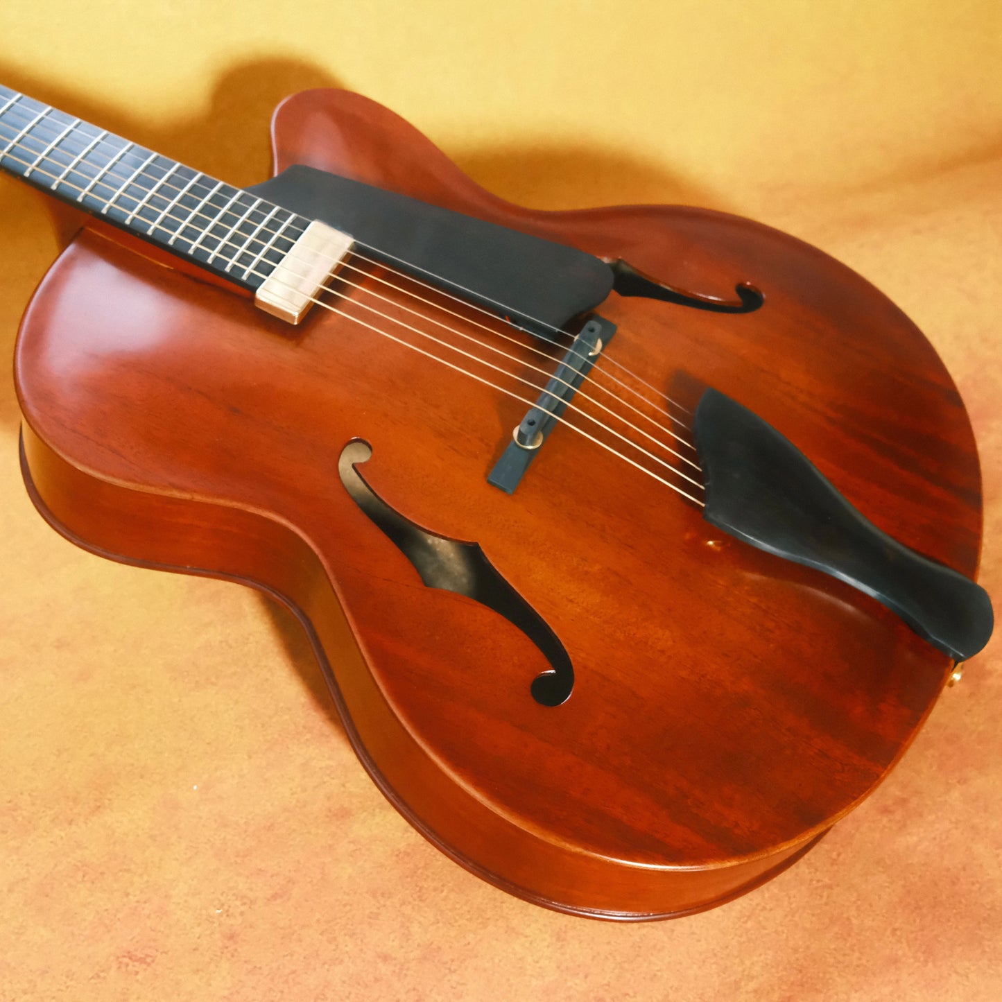 LANDTOM Luthier Handcrafted Professional 17" Electric Guitar Maple Neck Solid Mahogany Hollow Body Violin Style Spruce Customization Available
