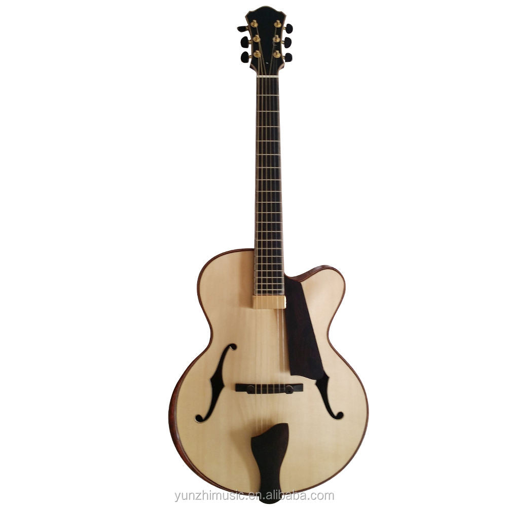 LANDTOM Customizable Handmade Solid Jacaranda Wood Archtop Electric Guitar with Maple Back/Side and Ebony Fingerboard Fully Handmade