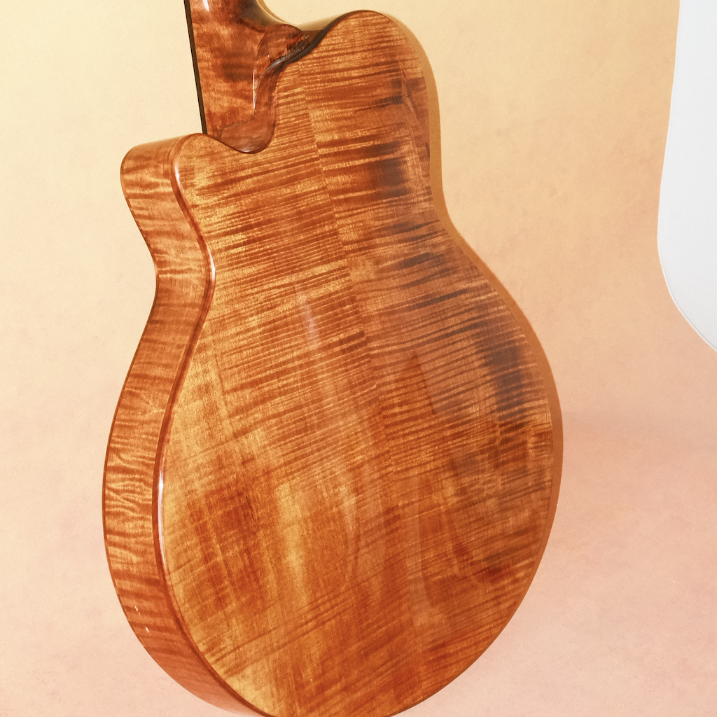 LANDTOM Customizable Archtop Spruce Flamed Maple Handcrafted Hollow Body Lacquered Finish Jazz Acoustic Electric Guitar Ebony