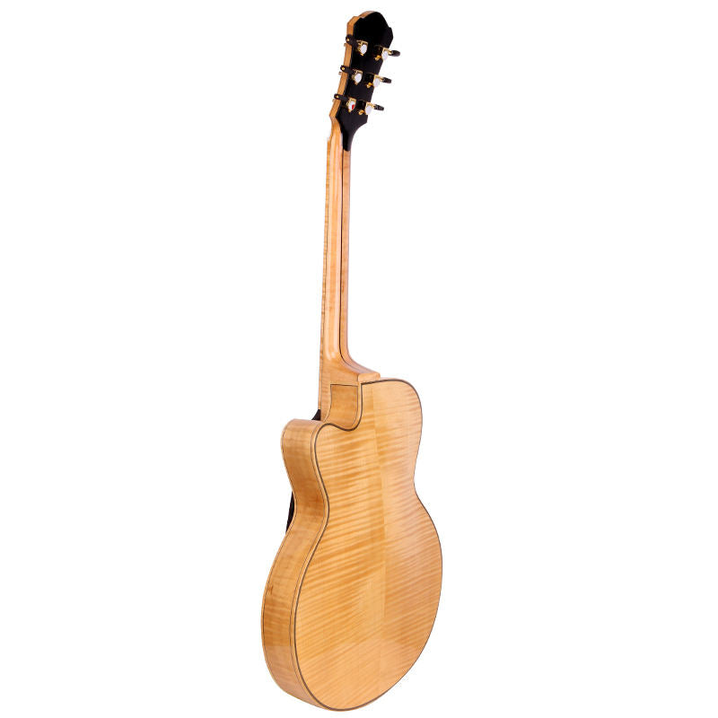 LANDTOM Customizable Handmade 15-Inch Maple Wood Jazz Guitar with Ebony Fingerboard Hollow Body Jazz Guitar
