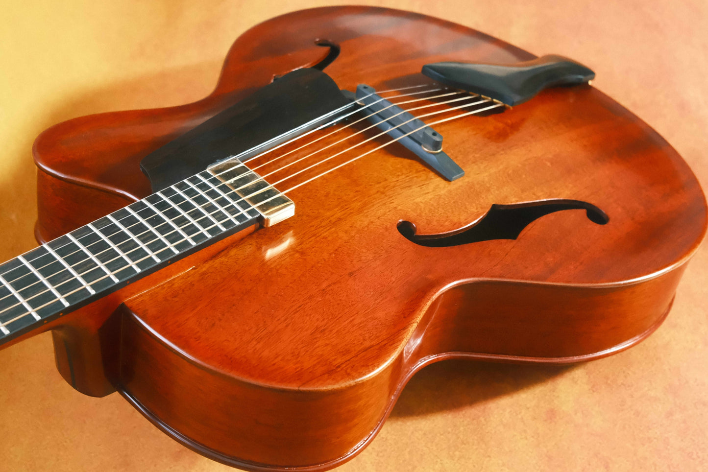 LANDTOM Luthier Handcrafted Professional 17" Electric Guitar Maple Neck Solid Mahogany Hollow Body Violin Style Spruce Customization Available