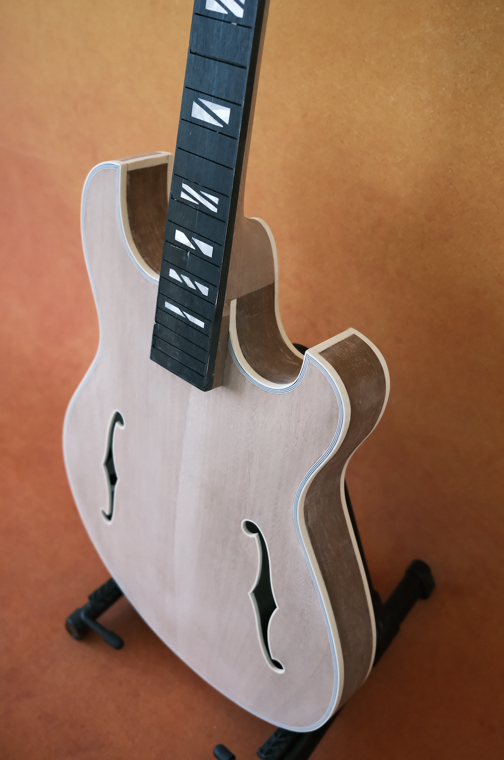 LANDTOM Customizable Semi-finished Electric Acoustic Jazz Guitar Hollow Body Solid Spruce Top Mahogany Body Ebony Fingerboard 6-String Luthier