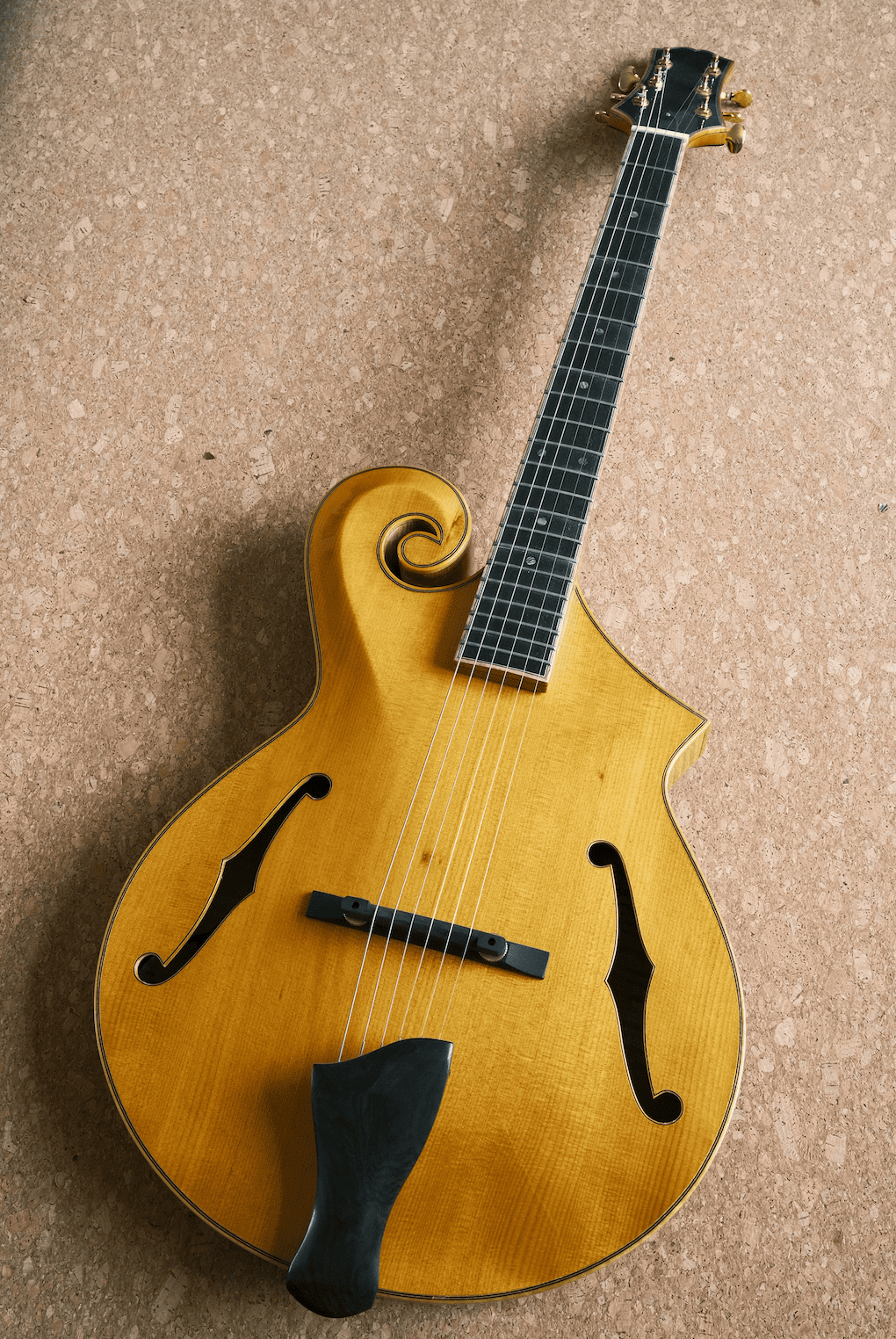 LANDTOM Handmade Mandolin Guitar Electric Archtop Jazz Guitar Maple Hollow Body and Ebony Fingerboard Customizable