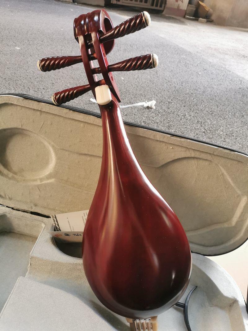 LANDTOM Chinese Toon Wood Liuqin Beginner Chinese Mandolin with Paulownia Soundboard, Rosewood Tuning Pegs & Peony Headstock, 4-String Traditional Chinese Instrument for Students