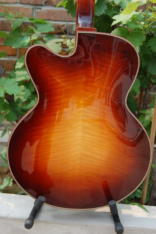 LANDTOM Handmade Acoustic Jazz Guitar Solid Wood Body with Ebony Fingerboard Maple Top Spruce Customizable Electric Features