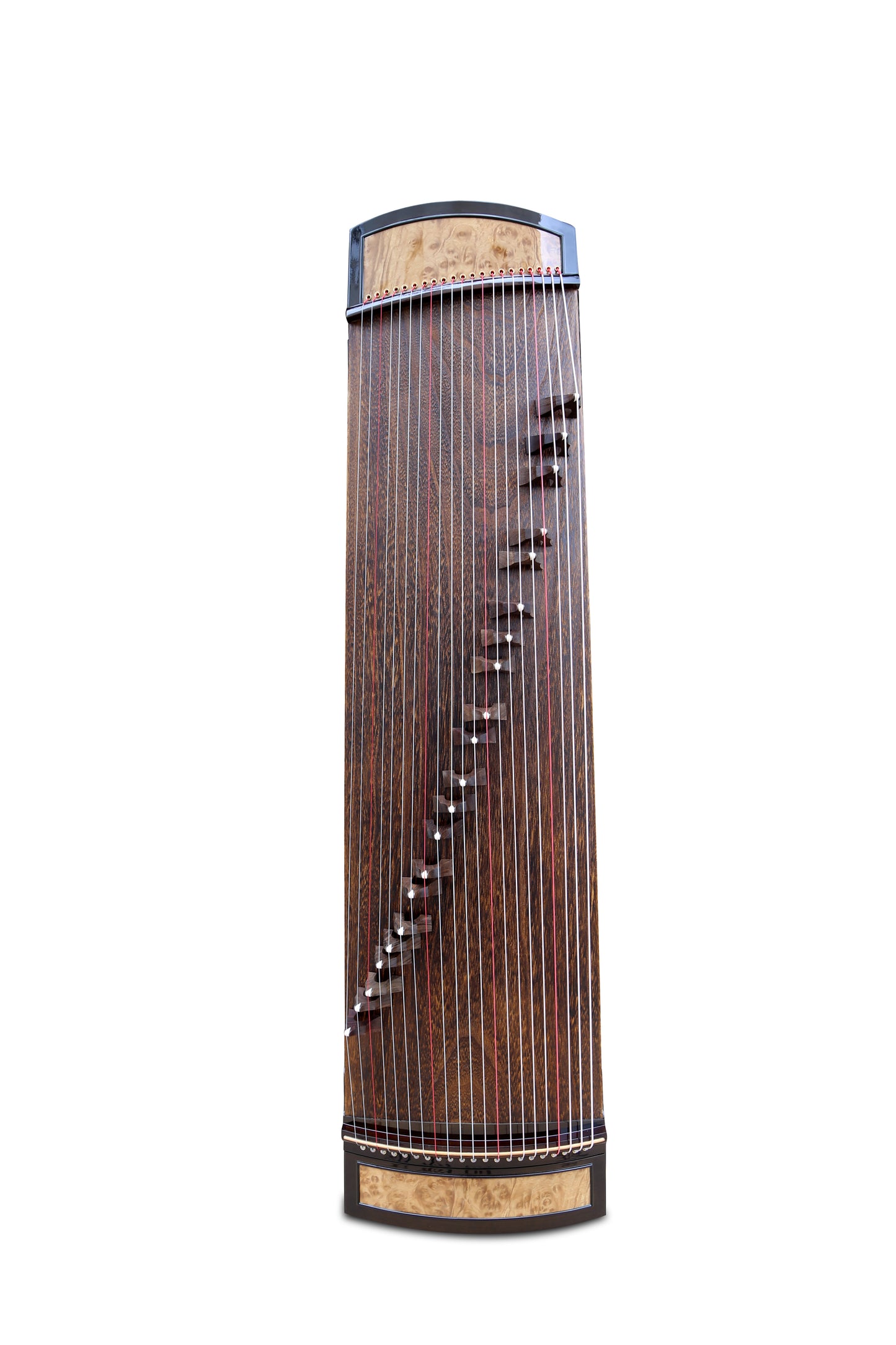 LANDTOM 130cm/51.2in "Ink Eclipse" Portable Guzheng, Professional Thick-Carved Mini Guzheng 厚挖筝, Grade A Lankao Paulownia Soundboard, Ebony Trim Small Guzheng