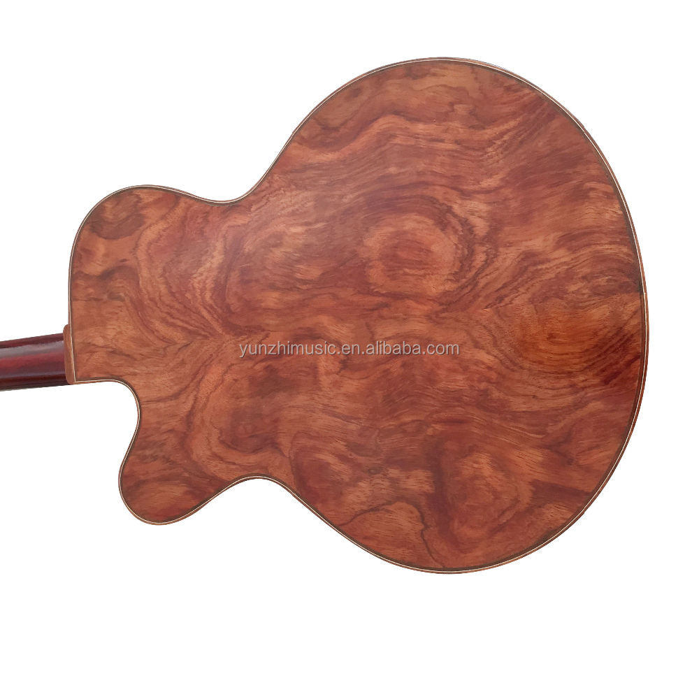 LANDTOM Customizable Handmade Solid Jacaranda Wood Archtop Electric Guitar with Maple Back/Side and Ebony Fingerboard Fully Handmade