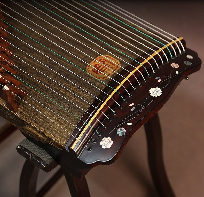 Xiansheng仙声 88cm/34.6in Portable Travel Guzheng 21-String Beginner Guzheng with Paulownia Soundboard, Red Sandalwood Side Panels, Mother-of-Pearl Inlay & Steel-Core Nylon Strings, Small Guzheng, Mini Guzheng
