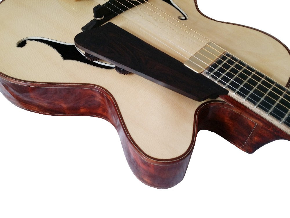 LANDTOM Customizable Handmade Solid Jacaranda Wood Archtop Electric Guitar with Maple Back/Side and Ebony Fingerboard Fully Handmade