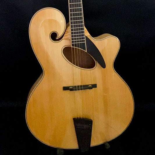 LANDTOM Customizable 18 Inch Fully Handmade Solid Wood Mandolin Style Archtop Guitar with 6 Strings Maple Top Ebony Fingerboard