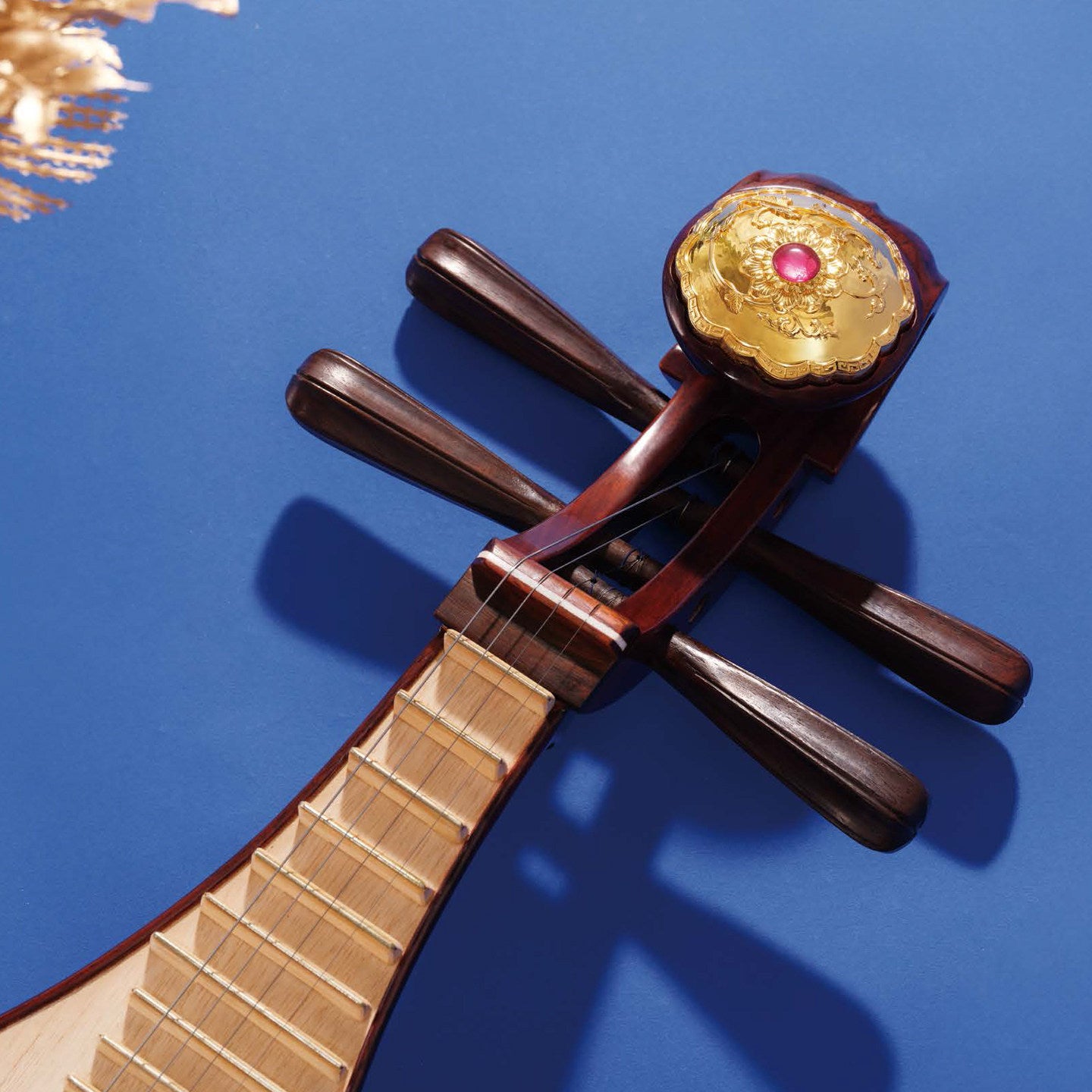 Dunhuang敦煌 LM24651J "Die Hua Liu Jin" Professional Liuqin Official Palace Museum Collaboration, Paulownia Soundboard, Figured Dalbergia Rosewood Body, Aged Rosewood Tuning Pegs with Fine Tuners, 4-String Chinese Mandolin